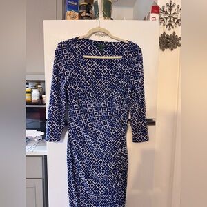 Elegant Blue Geometric Dress Ralph Lauren